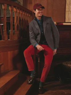 Discount Joules Slim Fit Dogtooth Texture Suit Jacket Brown