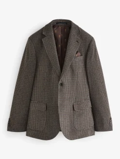 Discount Joules Slim Fit Dogtooth Texture Suit Jacket Brown