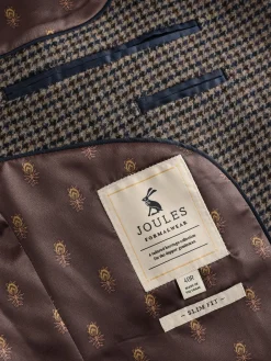 Discount Joules Slim Fit Dogtooth Texture Suit Jacket Brown