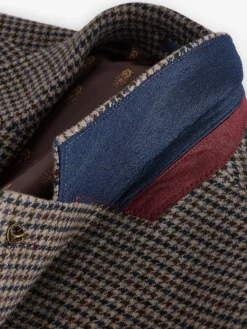 Discount Joules Slim Fit Dogtooth Texture Suit Jacket Brown