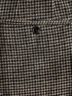 Outlet Joules Slim Fit Dogtooth Texture Suit Trousers Brown