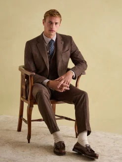 Hot Joules Slim Fit Texture Suit Jacket Brown