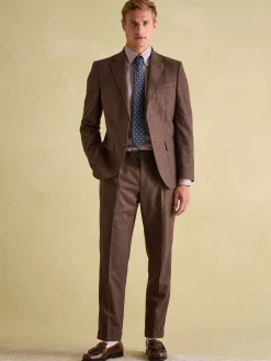 Online Joules Slim Fit Texture Suit Trousers Brown