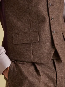 Outlet Joules Slim Fit Texture Suit Waistcoat Brown