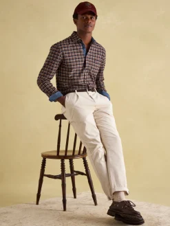 Hot Joules Buchanan Brown & Navy Soft Brushed Cotton Check Shirt Brown&Navy