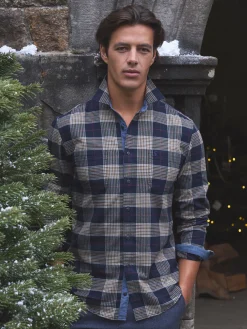 Joules Buchanan Navy Blue Soft Brushed Cotton Check Shirt NavyBlue