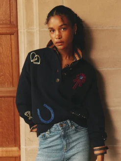 Hot Joules Buckley Horse Embroidered Jumper Navy