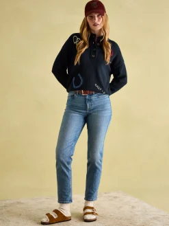 Hot Joules Buckley Horse Embroidered Jumper Navy