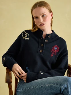 Hot Joules Buckley Horse Embroidered Jumper Navy