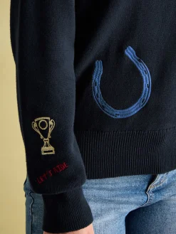 Hot Joules Buckley Horse Embroidered Jumper Navy