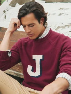 Outlet Joules 'J' Crew Neck Jumper Burgundy