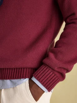 Outlet Joules 'J' Crew Neck Jumper Burgundy