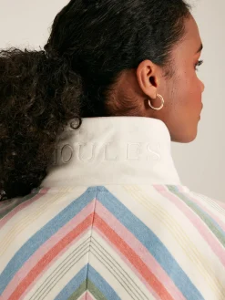 New Joules Burnham Multi Stripe Funnel Neck Quarter Zip Sweatshirt MultiStripe