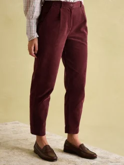 Sale Joules Calla Corduroy Tapered Trousers Burgundy