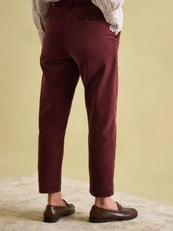 Sale Joules Calla Corduroy Tapered Trousers Burgundy