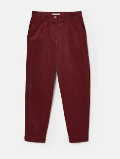 Sale Joules Calla Corduroy Tapered Trousers Burgundy