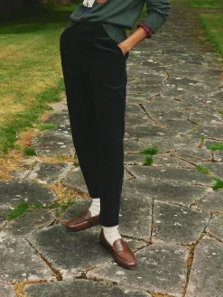 New Joules Calla Corduroy Tapered Trousers Navy