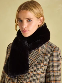 Joules Callcott Faux Fur Scarf Black