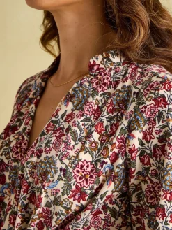 Hot Joules Cara Cream Ditsy Cord Twisted Front Dress CreamDitsy