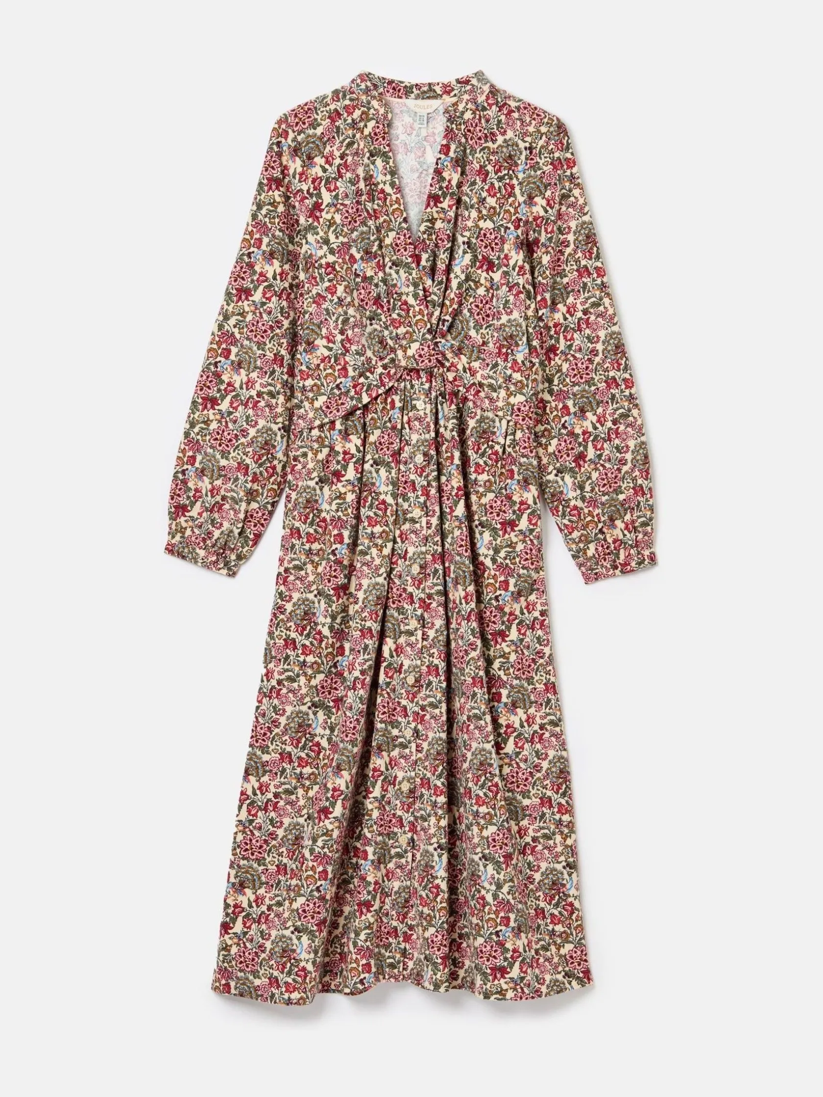 Hot Joules Cara Cream Ditsy Cord Twisted Front Dress CreamDitsy