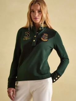 Clearance Joules Carrington Premium Long Sleeve Polo Shirt Green