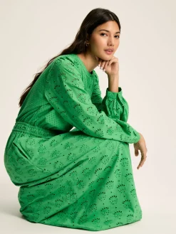 Joules Cassie Broderie Maxi Dress Green