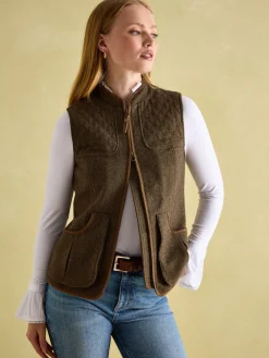 Sale Joules Cawthorne Tweed Gilet Brown