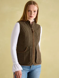 Sale Joules Cawthorne Tweed Gilet Brown