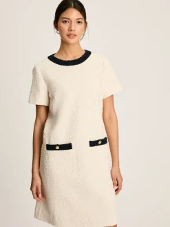 Discount Joules Celeste Mini Boucle Dress Cream