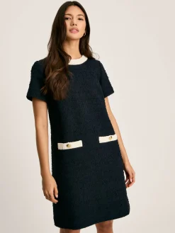 Best Joules Celeste Navy Blue Mini Boucle Dress NavyBlue