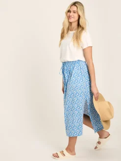 Discount Joules Celia Jersey Midi Skirt Blue