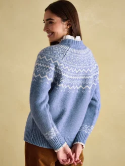 Joules Charlotte Crew Neck Fair Isle Jumper Blue