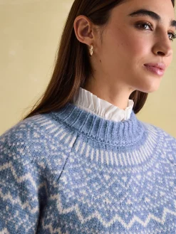 Joules Charlotte Crew Neck Fair Isle Jumper Blue