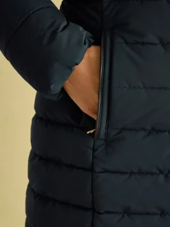 Clearance Joules Cherington Showerproof Longline Padded Coat with Faux Fur Hood Navy