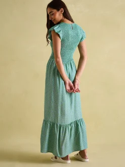 Online Joules Clover Shirred Dress Green