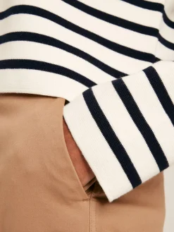 Clearance Joules Constance Cream & Navy Striped Cotton Cardigan Cream&Navy