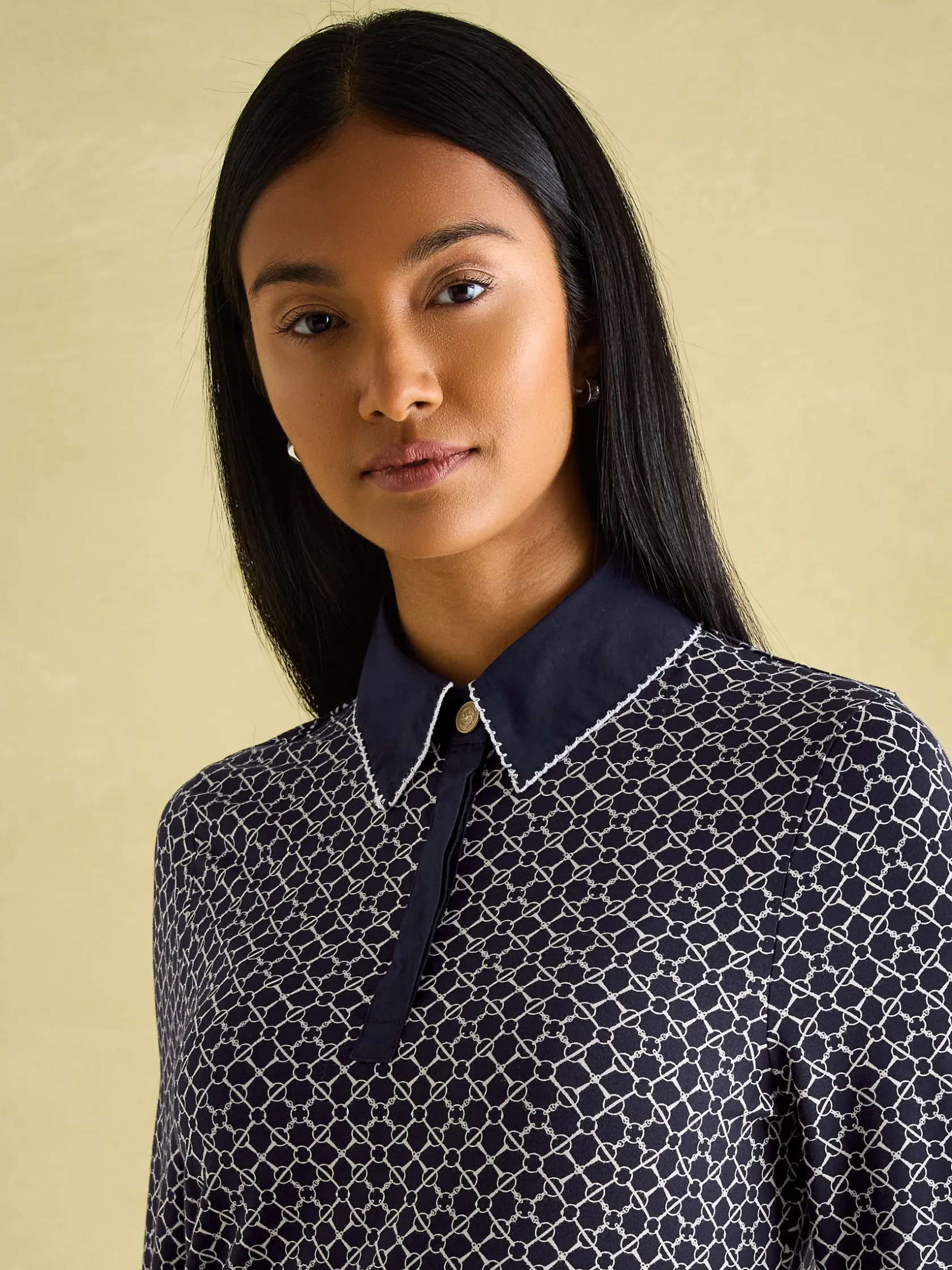 Hot Joules Cordelia Navy geo Long Sleeve Top Navygeo