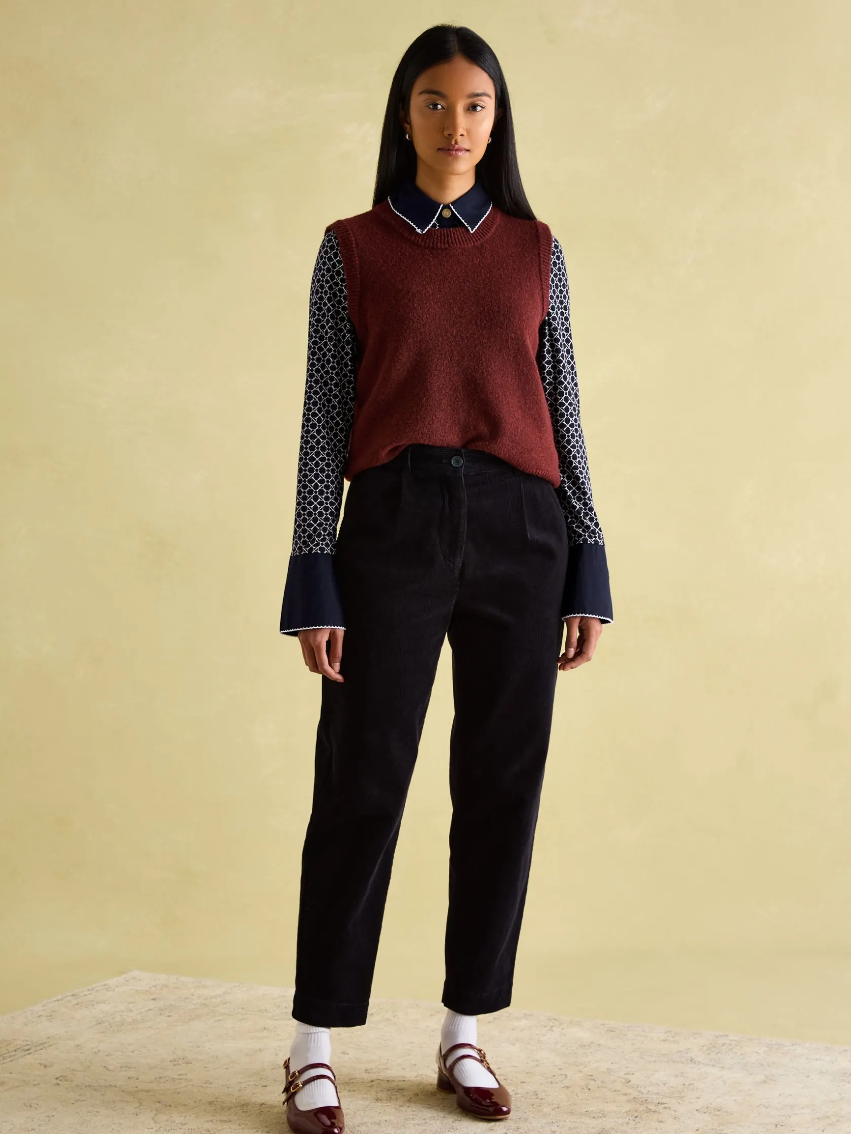 Hot Joules Cordelia Navy geo Long Sleeve Top Navygeo