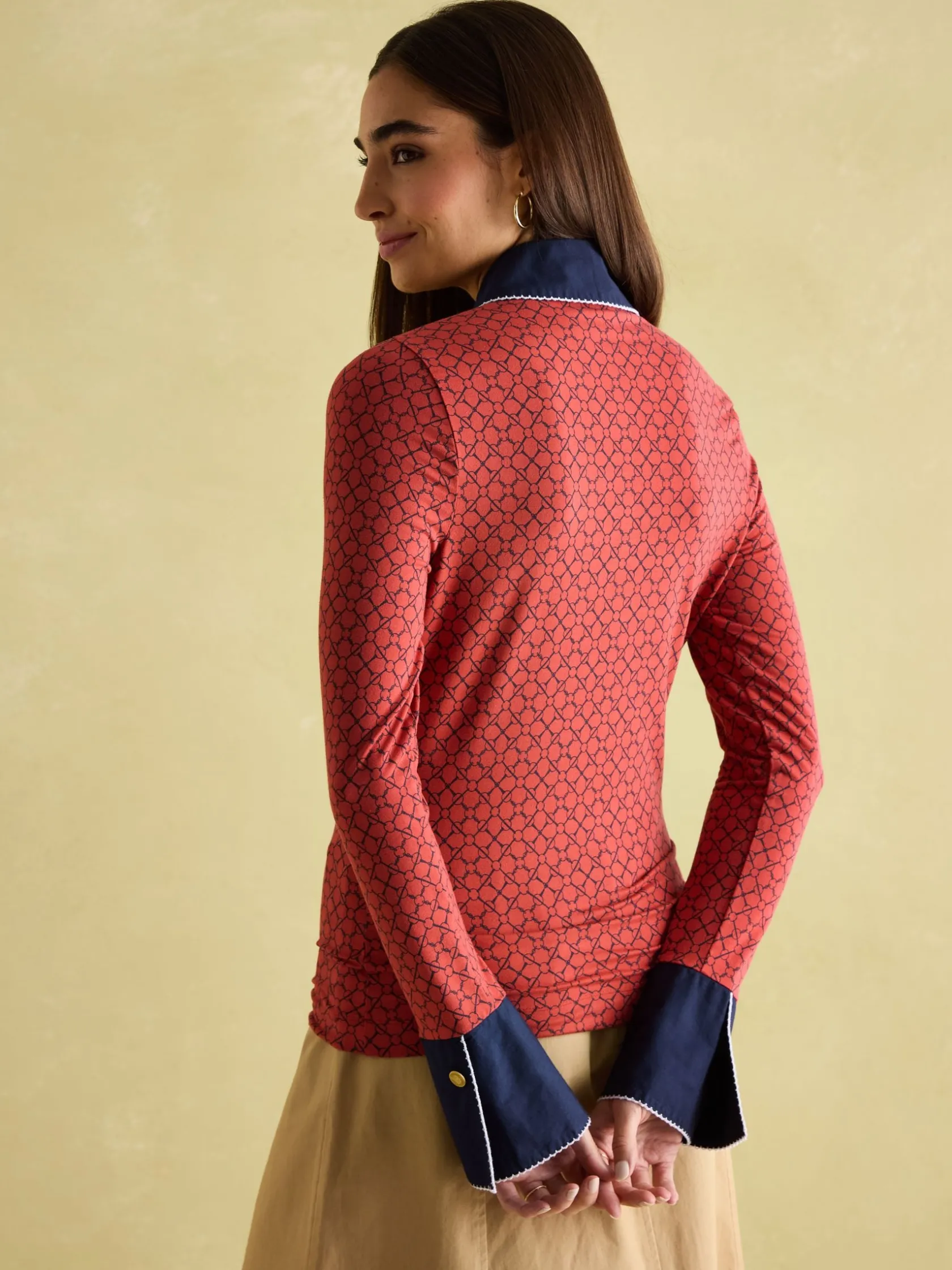 Best Joules Cordelia Red Geo Long Sleeve Top RedGeo