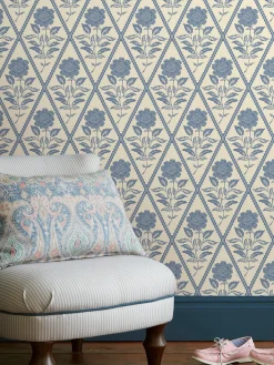 Outlet Joules Juliette Floral Print 10M Wallpaper Cream/Blue