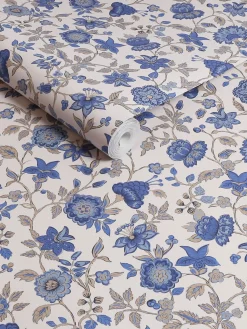 Online Joules Trailing Scot 10M Wallpaper Cream/Blue