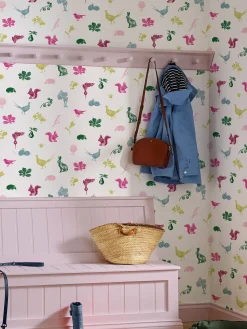 New Joules Creme Multi Etched Woodland 10M Wallpaper CremeMulti