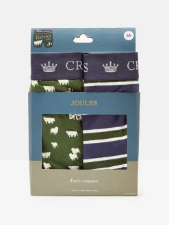 Sale Joules Crown Pack of Two Cotton Boxers Green/Navy
