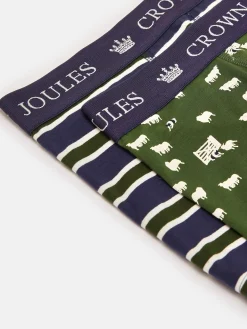 Sale Joules Crown Pack of Two Cotton Boxers Green/Navy