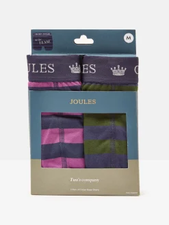 New Joules Crown Pack of Two Cotton Boxers Green/Purple