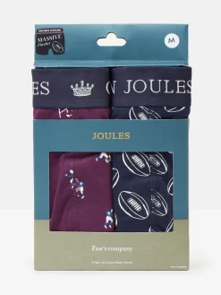 Outlet Joules Crown Pack of Two Cotton Boxers Navy/Purple
