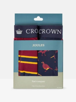 Sale Joules Crown Pack of Two Cotton Boxers Navy/Red