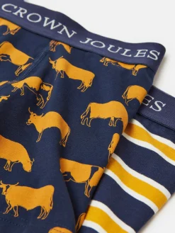 Sale Joules Crown Pack of Two Cotton Boxers Navy/Yellow
