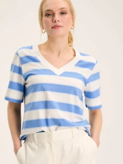 Discount Joules Darcey Blue Stripe V-Neck T-Shirt BlueStripe
