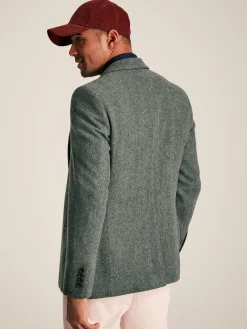 Joules Dark Green Herringbone Texture Slim Fit Blazer DarkGreen